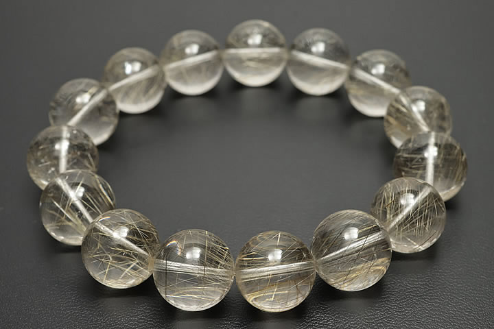 Rutile Quartz - 14.5mmシルバールチルブレスAAAAA