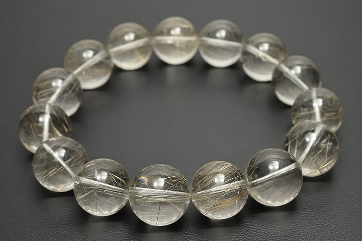 Rutile Quartz - 14.5mmシルバールチルブレスAAAAA
