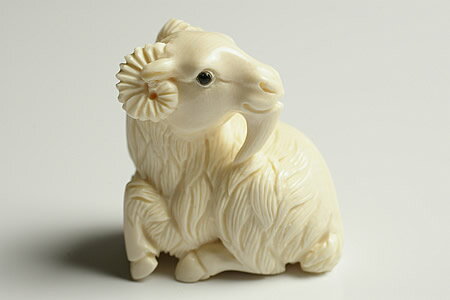 マンモス化石彫刻 干支 未