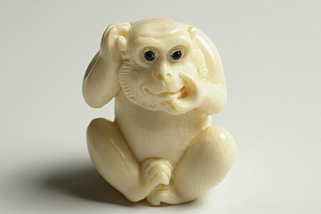 マンモス化石彫刻 干支 申