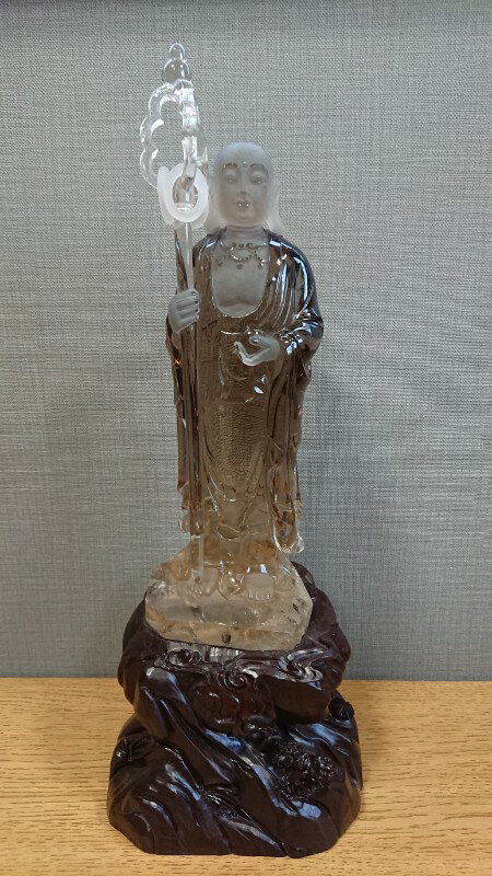 スモキークォーツ 仏像彫刻品 ブラジル産