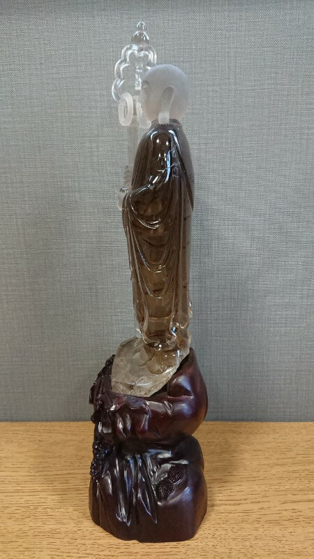 スモキークォーツ　仏像彫刻品　ブラジル産