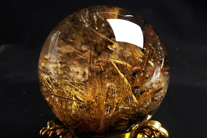 68mm太陽ルチル水晶丸玉　ファイナルグレード++++