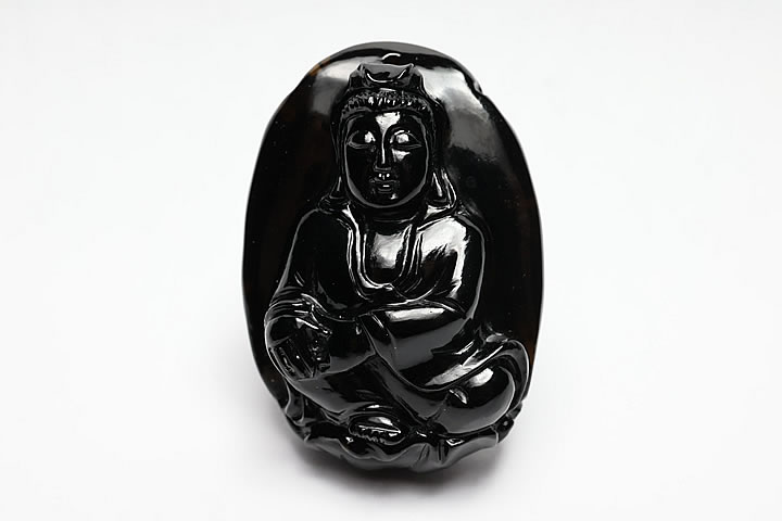 テクタイト彫刻ペンダントトップ 観音