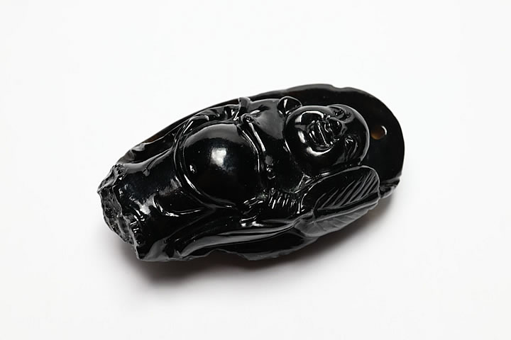 テクタイト彫刻ペンダントトップ　布袋