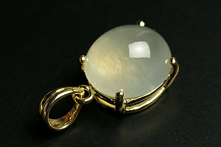 宝石質ホワイトヒスイペンダントトップミャンマー産　K14金