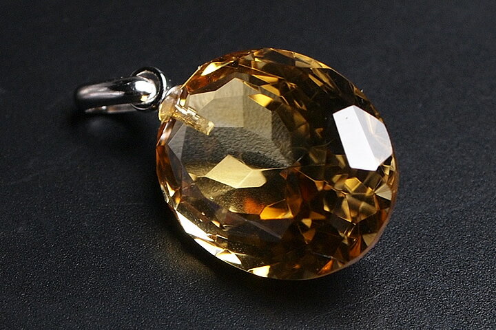 純天然シトリンオーバルペンダントトップ日本加工（手磨き　日本の職人シリーズ）