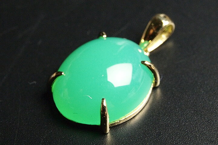 クリソプレーズペンダントトップ ファイナルグレード++ 18金フレーム