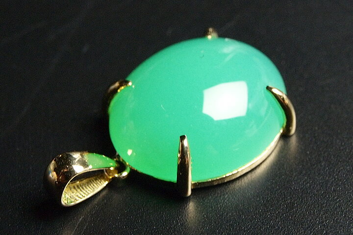 クリソプレーズペンダントトップ ファイナルグレード++ 18金フレーム