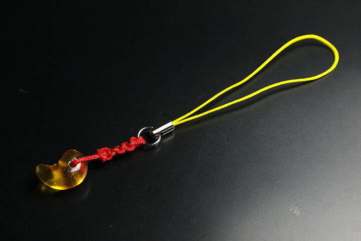 ブルーアンバー勾玉携帯ストラップ