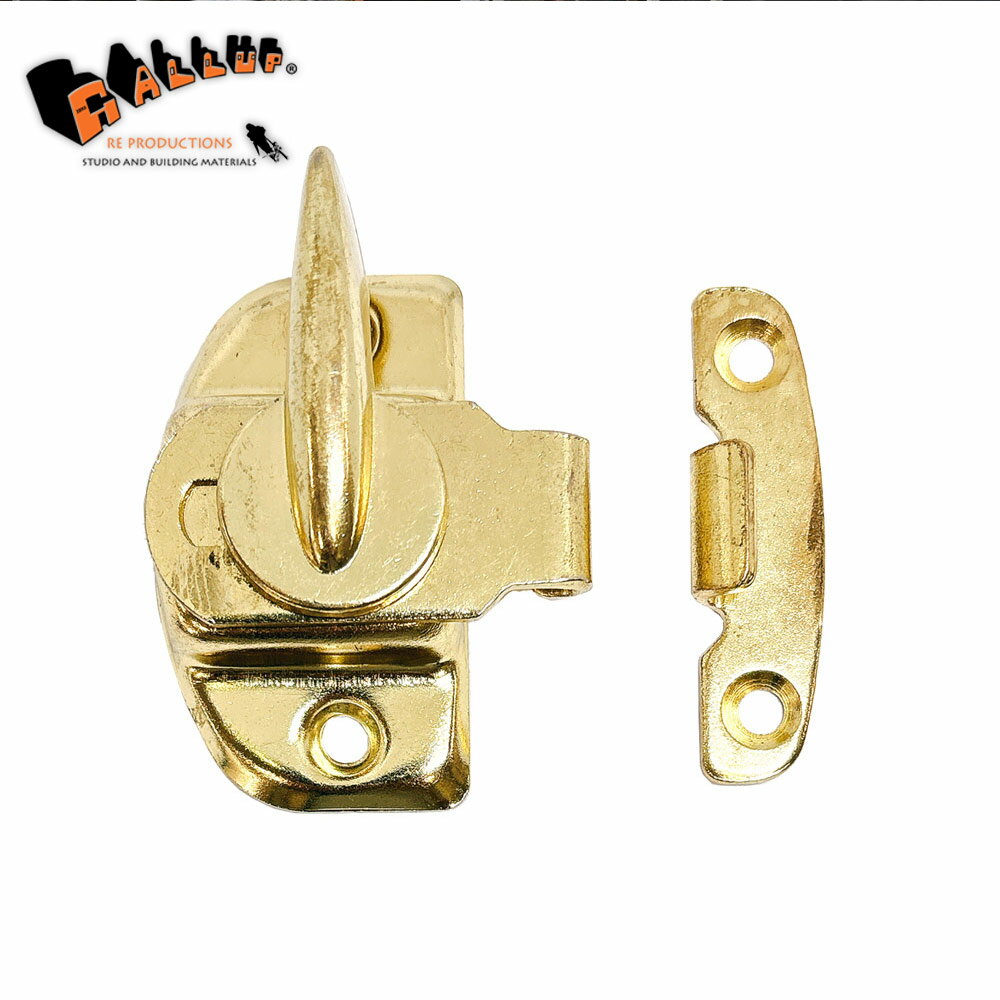 【在庫限り】 サッシロック ゴールド【 sashlock キャッチ ラッチ 窓用鍵 窓締り 引き寄せ金具 クレセント スプリング 真鍮色 ポリッシュドブラス 戸締り DIY ボックス 蓋 アンティーク レトロ 輸入金物 hardware 】