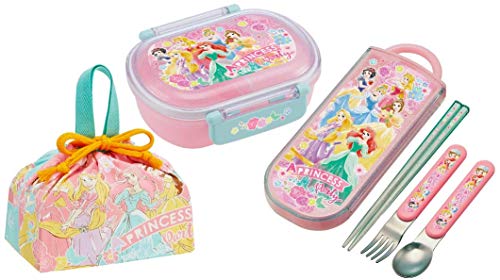 スケーター(Skater) プリンセス 21 ディズニー お弁当箱 360ml トリオセット（箸/スプーン/フォーク） ランチ巾着 ランチボックス 3点セット Princess Disney