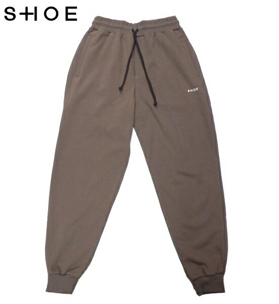 SHOE(シュー)ロゴ刺繍裏起毛スウェットジョガーパンツ/モカブラウン