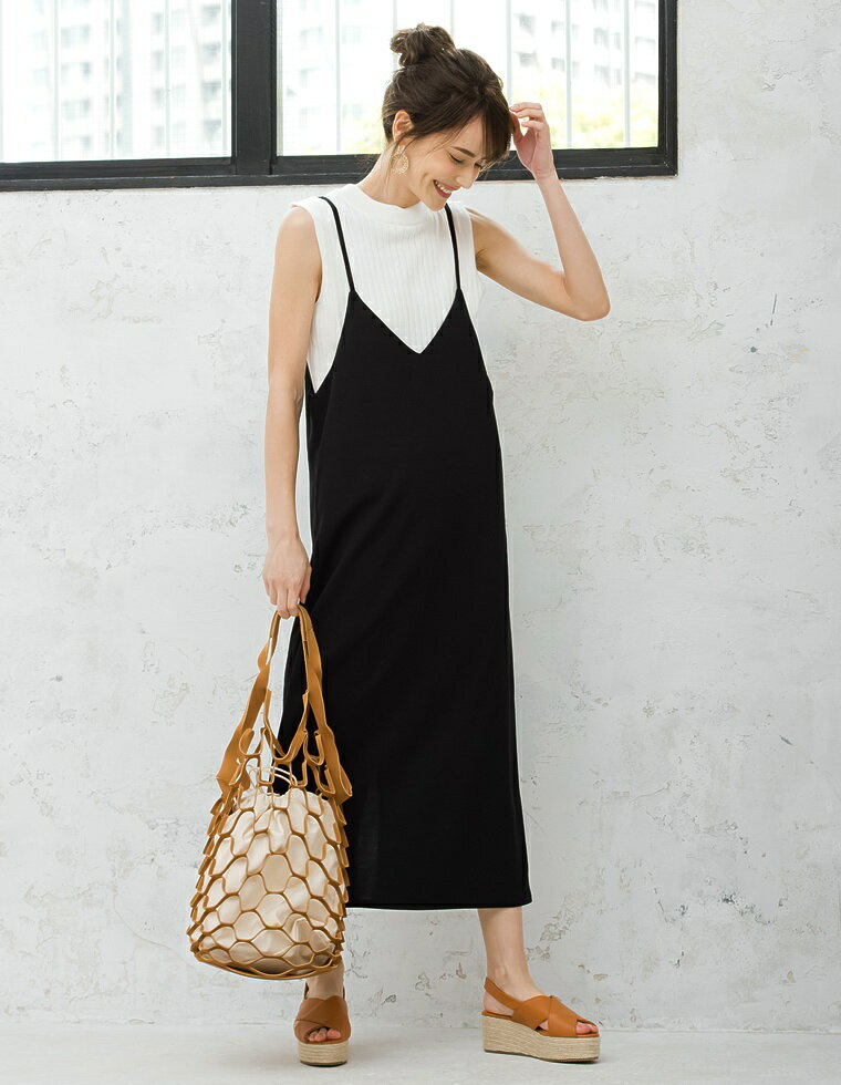 夏に心地良い上品かつストレスフリーな大人のキャミワンピースS/M/Lサイズ ジョーゼットポンチ...