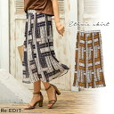 エスニック柄で華やぐプリーツスカートMサイズ エスニック柄シフォンプリーツスカート レディース/スカート プリーツ ロング エスニック柄 スカーフ ウエストゴム シフォン