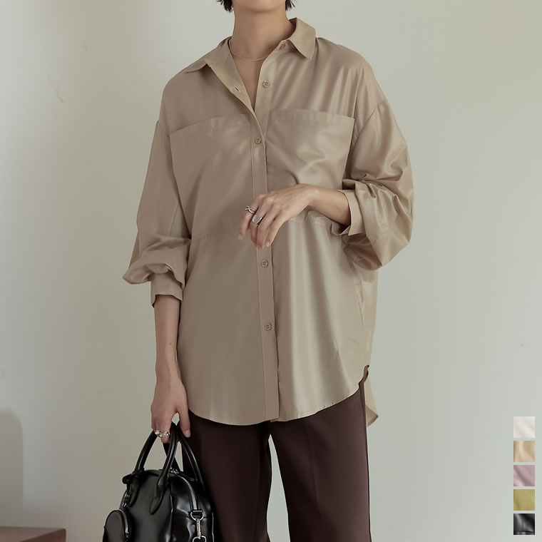 M/Lサイズ ボリュームスリーブシフォンシアーシャツブラウス レディース 春 夏 / トップス シャツ ブラウス シフォンシャツ ボリュームスリーブ チュニック セットアップ 2021秋冬 2021A/W 2021AWのサムネイル