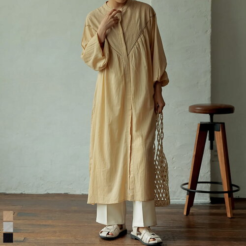 [低身長サイズ有]インド綿レース刺繍ロングワンピース