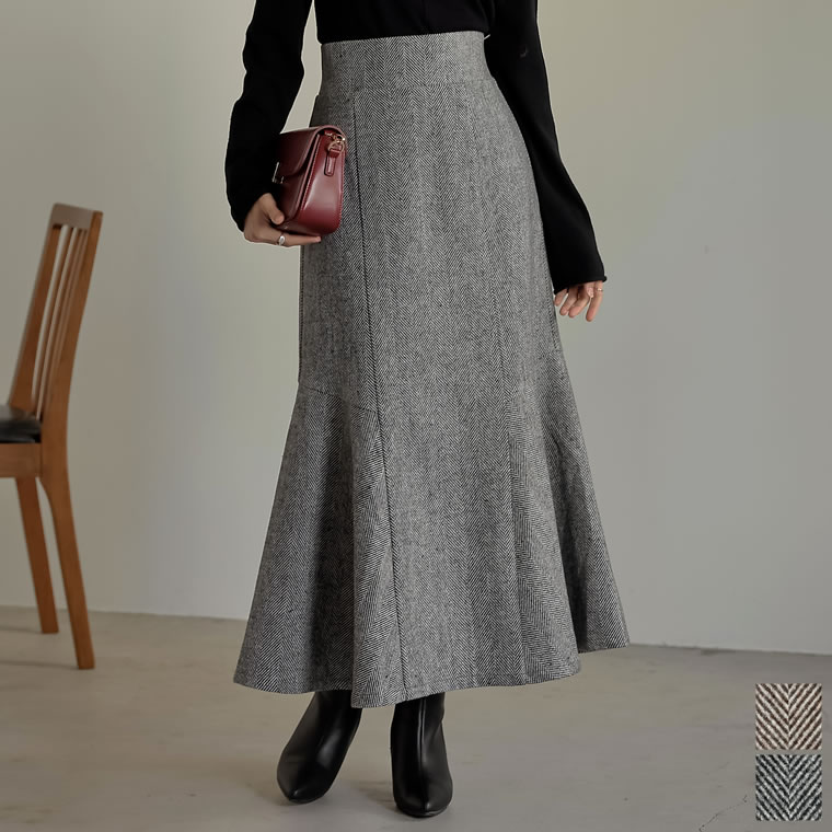 SC/M/MT/Lサイズ [低身長/高身長サイズ有]ヘリンボーンハイウエストマーメイドスカート レディース / スカート マーメイドスカート スカート ロングスカート 秋冬 秋 冬のサムネイル