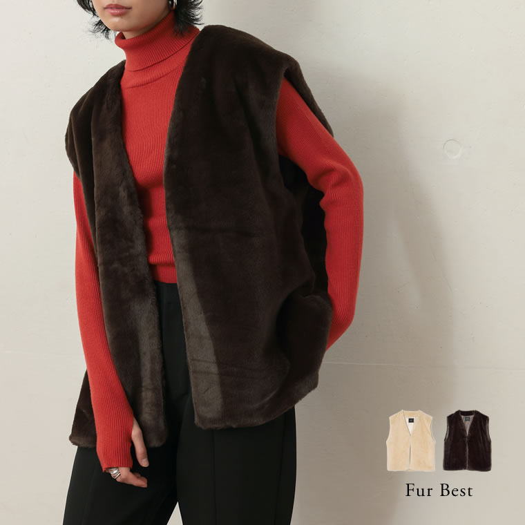 SC/M/Lサイズ フェイクファーベスト レディース 春 夏 / ジャケット アウター ファーベスト 羽織り フェイクファー ライトアウター オーバーサイズ SCサイズ 低身長向けSサイズ対応のサムネイル