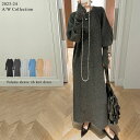 ≪10月10日一部カラーのみ再販≫SC/M/Lサイズ [2023A/W COLLECTION][低身長サイズ有]指穴ボリュームスリーブ畦編みリブニットワンピース レディース 秋 冬 / ワンピース ニットワンピース カラーニット ニットトップス