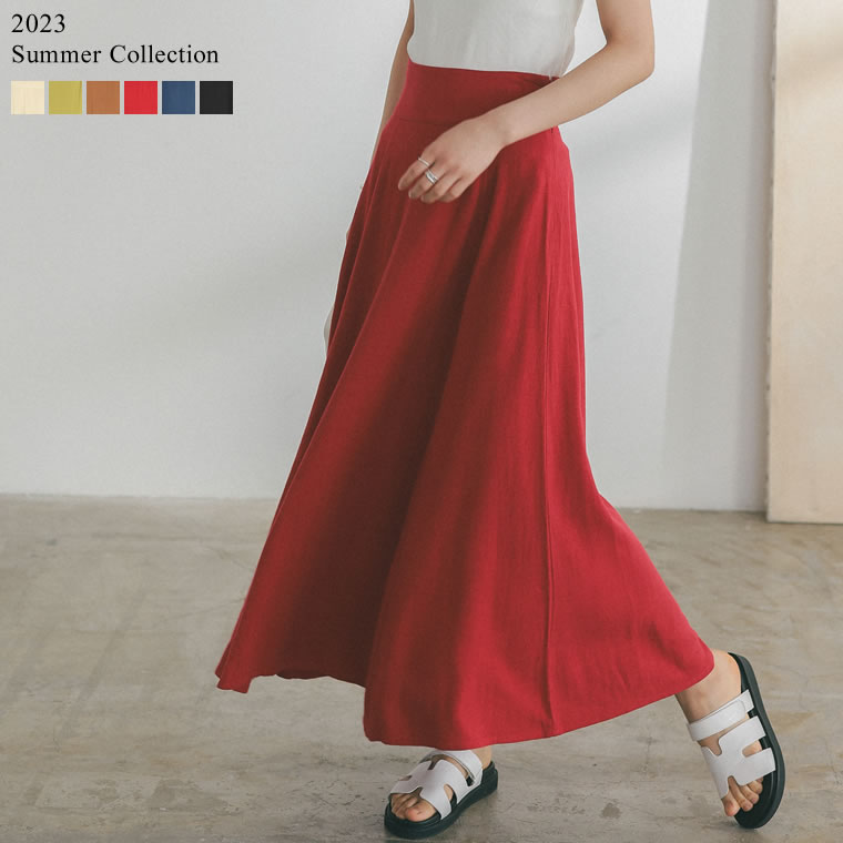 ◆◆緊急再販◆◆【PRE ORDER！15%OFFクーポンご利用で4,250円×14日20：00～】SC/M/Lサイズ [2023 SUMMER PRE ORDER][低身長サイズ有]ソフトリネンハイウエストフレアスカート レディース 春 夏 / スカート フレアスカート [ソフトリネンシリーズ] [先行予約受注]のサムネイル