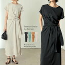 SC-Lサイズ SUMMER DRESS COLLECTION 低身長/高身長サイズ有 ウエストラップフレンチスリーブワンピース レディース 春 夏 セレモニー / ワンピース ウエストベルト ロングワンピース ラップワンピース フレンチスリーブ