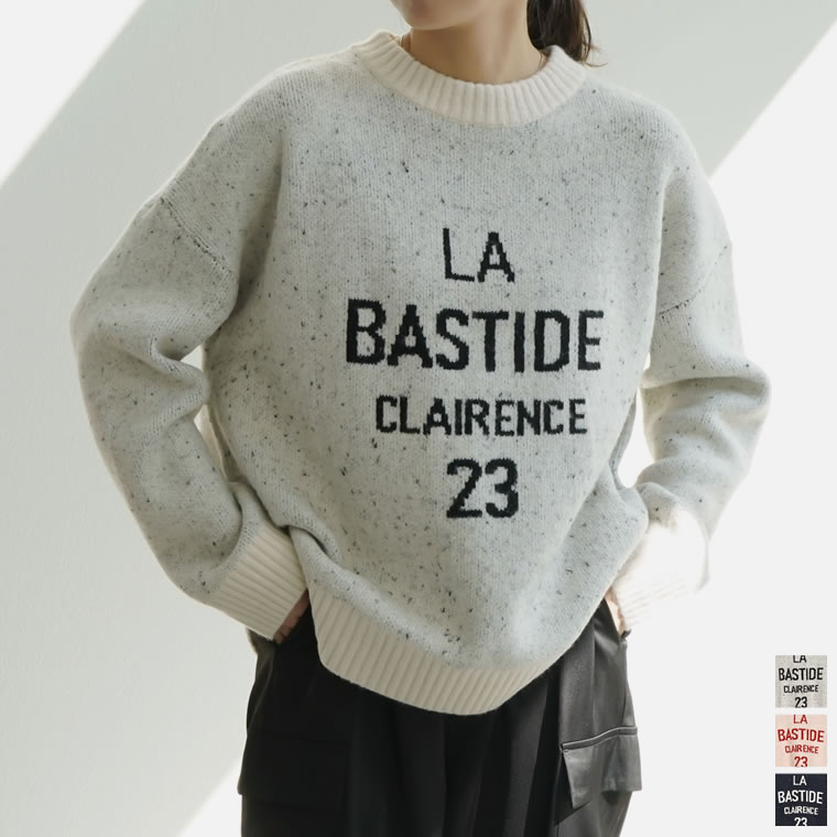 ≪9月21日発売≫M/Lサイズ ビッグロゴニットプルオーバー レディース 秋 冬 / トップス ニット セーター ニットトップス ニットプルオーバー プルオーバー ロゴニット MIXニットのサムネイル