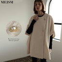 リエディ コート レディース Mサイズ[2023-24 COLLECTION][MEISM by Re:EDIT]パールボタンループフェイクファーポンチョ レディース / ジャケット アウター ポンチョ ジャケット コート ボア フェイクファー ゆったり オーバーサイズ テディ