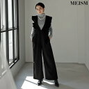 【TIME SALE 25%OFF→5998円 ～4/30まで】SC-Lサイズ [2024SS COLLECTION][MEISM by Re:EDIT][低身長/高身長サイズ有]フロッキードットor無地フリルワイドストラップサロペット レディース 春 …