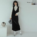 SC/M/Lサイズ [2023-24 WINTER COLLECTION][低身長サイズ有]深Vネック裾フリルベロアワンピース レディース 秋 冬 / …