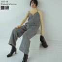 【TIME SALE！20%OFF】SC-Lサイズ [2023-24 WINTER COLLECTION][低身長/高身長サイズ有]ヘリンボーンツイードハートカッティングキャミオールインワン レディース 秋 冬 / オールインワン サロペット オーバーオール キャミオールインワン ツイード