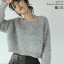 【 GW FAIR 1,000円OFFクーポン対象 】M/Lサイズ [2023-24 WINTER COLLECTION]ラメミックスクロップド丈シャギーニットトップス レディ..