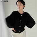 M/Lサイズ [2023-24 WINTER COLLECTION][MEISM by Re:EDIT]デコラティブボタンスパンコールラメニットカーディガン レディース 秋 冬 / トップス カーディガン ニットカーディガン ニットトップス ニット ラメニット[xcp]