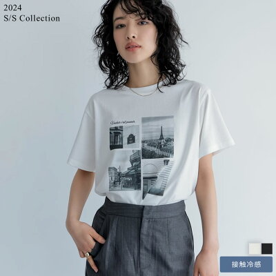 [2024SS COLLECTION][接触冷感][UVカット]シーンナリーフォトプリントTシャツ