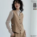 【限定!40%OFFクーポンで2579円】M/LサイズライトツイルサイドカッティングVネックベスト レディース 春 夏 春夏 リエディ / トップス ベスト オ...