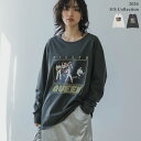 M/Lサイズ ]オーバーサイズピグメントバンドロックロンT レディース 春 夏 / トップス Tシャツ カットソー バンドT ロックT 長袖 ロンT ロゴTシャツ オーバーサイズ ゆったり