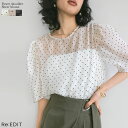 【限定!30%OFFクーポンで2623円】無地orドットパワショルシアーブラウス レディース 春 夏 リエディ / トップス ブラウス シアー シアートップス ...