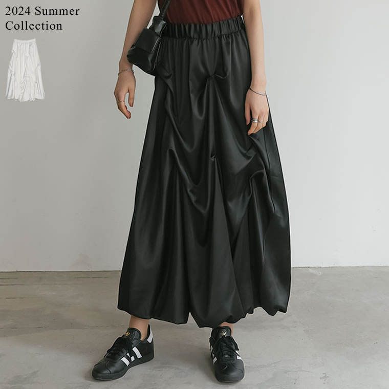 [2024 SUMMER PRE ORDER][低身長サイズ有]サテンバルーンロングスカート