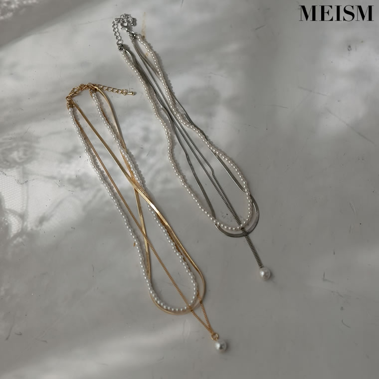 ≪3月13日待望の再販≫フリーサイズ [2025SS COLLECTION][MEISM by Re:EDIT]フェイクパール3連ネックレス[返品交換不可] レディース / アクセサリー ネックレス フェイクパール 3連 セレモニー オケージョン 卒業式 入学式 結婚式 シンプル きれいめ 入園式 シルバーのサムネイル