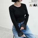 【限定!20%OFFクーポンで3,600円】≪9月8日発売≫M/Lサイズ 袖オーガンジーフリルニットトップス レディース 秋 冬 リエディ / トップス 長袖 ニット リブニット セーター オーガンジー フリル オフィスカジュアル 通勤 袖フリル 袖切り替え フレア