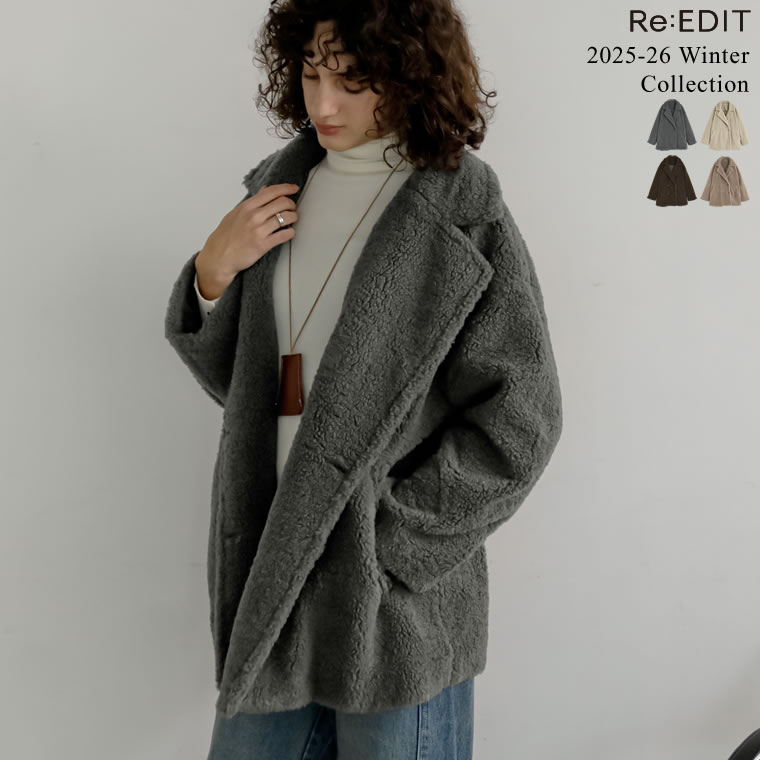 ≪11月13日発売≫M/Lサイズ[2025 WINTER COLLECTION]オーバーサイズボアダブルミドルチェスターコート レディース 秋 冬 リエディ / ジャケット アウター チェスター コート ボア ミドル 体型カバー オーバーサイズ ビックシルエット [先行予約受注]