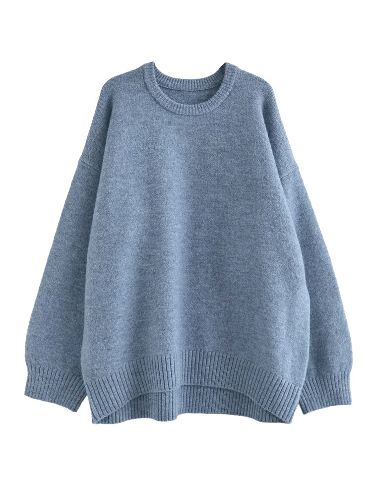 モヘアタッチニットクルーネックトップス