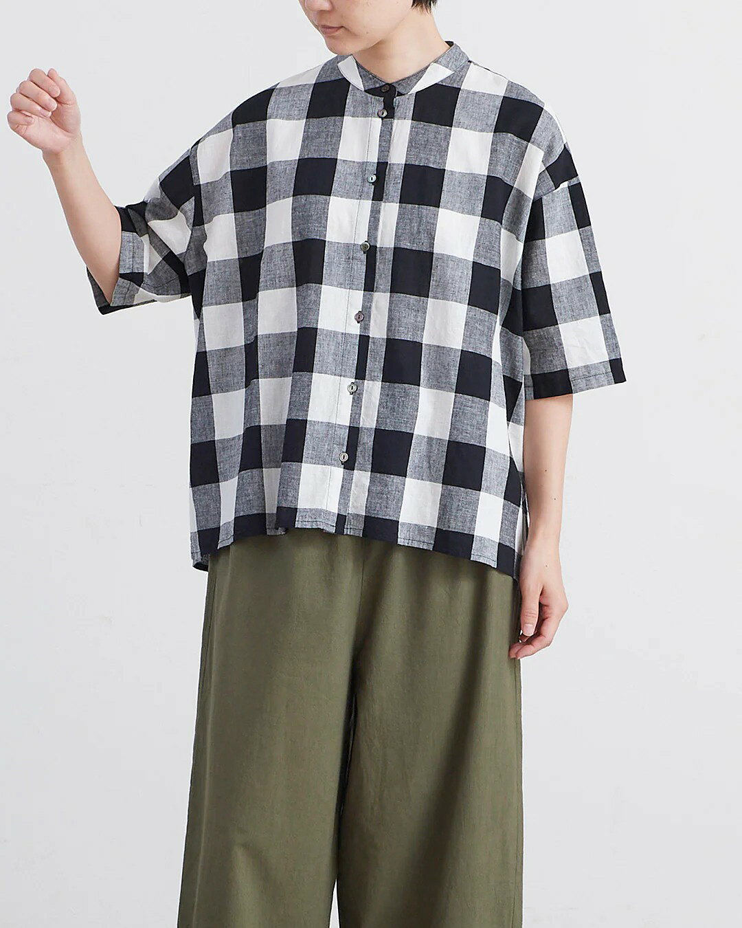 HEAVENLY ヘブンリー レディース シャツ Cotton Linen 5/Sleeve Shirt / コットン リネン 5スリーブ シャツ 2624052 全1色 Block Check レディースフリー