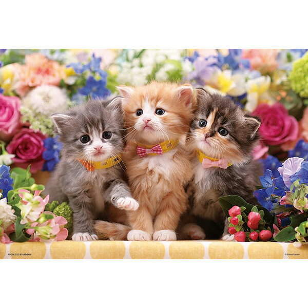 Rakuten - 【新品】ジグソーパズル 仔猫たちの花時間 300ピース(26x38cm)【宅配便】