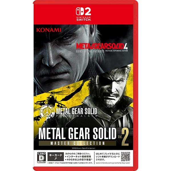 ■メール便商品をご購入の方で、下記の項目を要望される場合は、配送事故補償オプションをご購入ください。・弊社出荷からお届けまでの日数を短縮されたい方（2024年5月以降）・対面で荷物を受け取りたい方・配送事故による補償を、希望される方配送事故補償オプション　商品番号　2900000000612　　　価格 550円(税込)　⇒オプション追加はこちら【配送について】●メール便にて発送いたします。（ポスト投函となりますので、日時指定は出来ません）　投函完了後(配送業者の記録)の盗難・紛失・破損が生じても当店は一切責任を負うことができません。※配送事故による補償はありません。【変更】2024年5月1日以降の出荷商品は、お届け日数が出荷日より3〜7日程度となります。※離島を除くご注意：一度の注文で大量にご購入の場合、宅配便でのお届けになる場合がございます。※発送方法は、弊社指定になります。お客様の希望による変更はお受けできませんので予めご了承ください。商品説明商品名Switch2 METAL GEAR SOLID : MASTER COLLECTION Vol.2発売日2026／08／27JANCD4988602179880在庫について共有在庫のため注文のタイミングにより、ご要望に添えない場合がございます。受注後に在庫確認を致します。在庫の可否については、当日〜3営業日にご連絡を致します。注意書き画像に特典が載っている場合でも、商品名に特典表記がない場合はつきませんのでご了承ください。画像はイメージです。実際の商品は商品名に準ずるものとなります。メーカー都合により、パッケージや仕様が変更になる場合がございます。モニターの発色具合によって、実際の商品と色が異なる場合がございますので予めご了承ください。★おすすめ★発売日商品名2026/08/27【新品】PS5 METAL GEAR SOLID : MASTER COLLECTION Vol.2【メール便】2026/08/27【新品】Switch METAL GEAR SOLID : MASTER COLLECTION Vol.2【メール便】