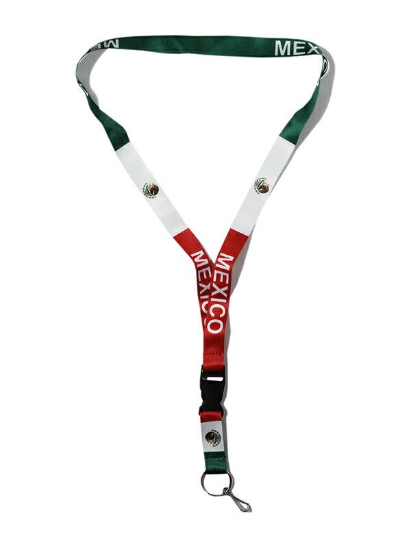 メール便対応1点まで【インポート】MEXICO FLAG LANYARD NECK PIECE green / red / white メキシコ国旗 ネックピース ネックストラップ ランヤード グリーン レッド ホワイト