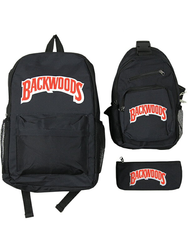 【インポート】BACK WOODS バックウッズ 3-SET BAG (BACK PACK, SHOULDER BAG, MINI POUCH) navy 3セット バッグ バックパック リュックサック ショルダーバッグ ポーチ ネイビー