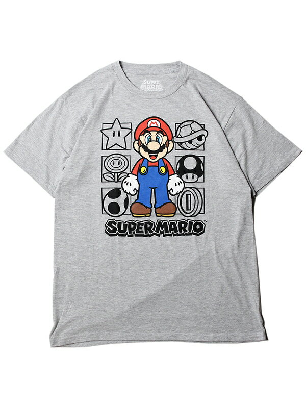 【インポート】SUPER MARIO BROTHERS SHORT SLEEVE TEE SHIRTS gray スーパーマリオ ブラザーズ 半袖 Tシャツ グレー