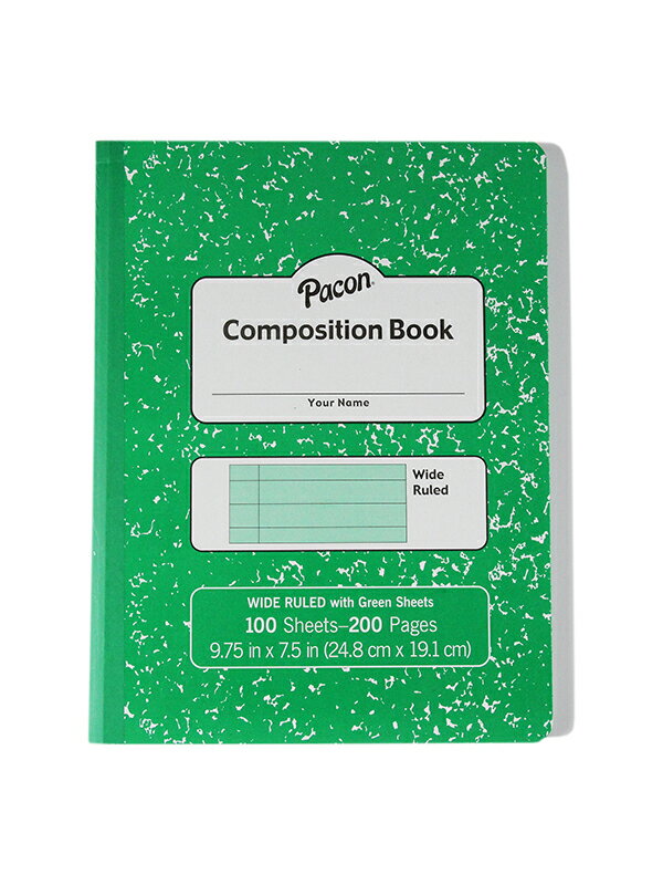 【メール便対応1冊まで】【インポート】PACON COMPOSITION NOTE BOOK WIDE RULED green パコン コンポジション ノート ブック マーブルノートワイド ルールド グリーン