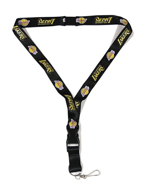 メール便対応1点まで【インポート】LOS ANGELES LAKERS LANYARD NECK PIECE black/yellow/purple ロサンゼルスレイカーズ ネックピース ネックストラップ ランヤード ブラック/イエロー/パープル